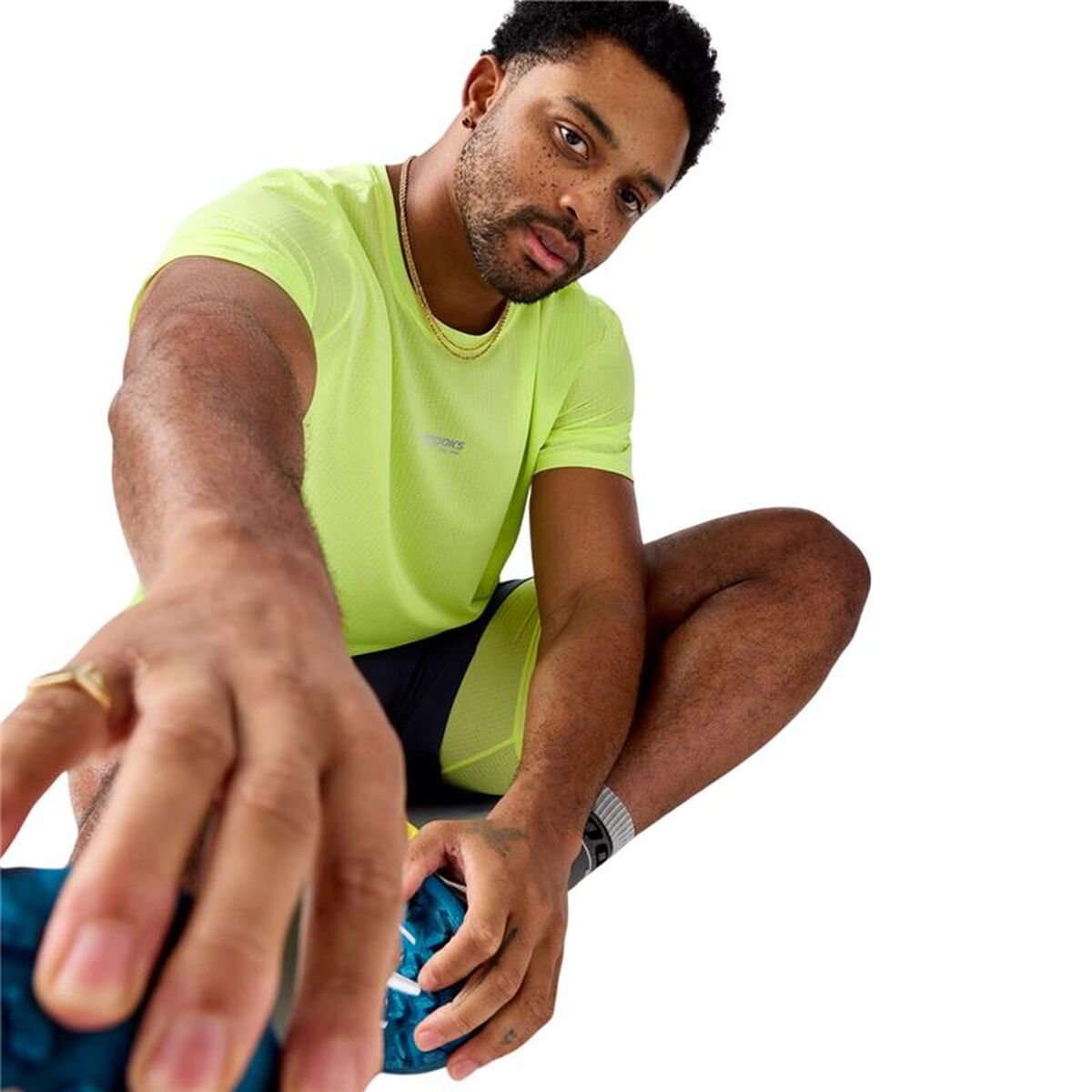 Ανδρική Μπλούζα με Κοντό Μανίκι Brooks High Point Sleeve 2.0 Κίτρινο