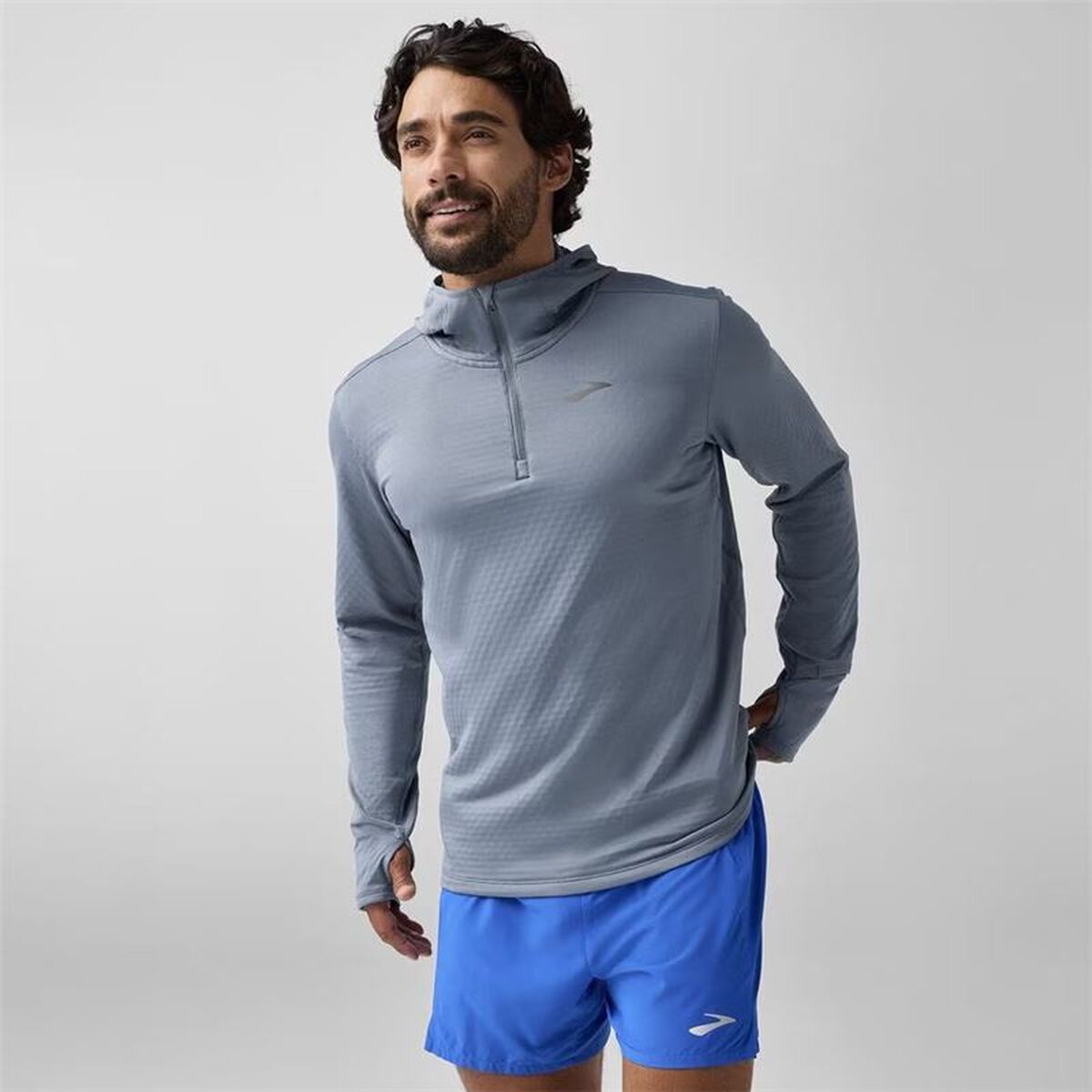 Ανδρικό Φούτερ με Κουκούλα Brooks Notch Thermal 3.0 Ανοιχτό Γκρι