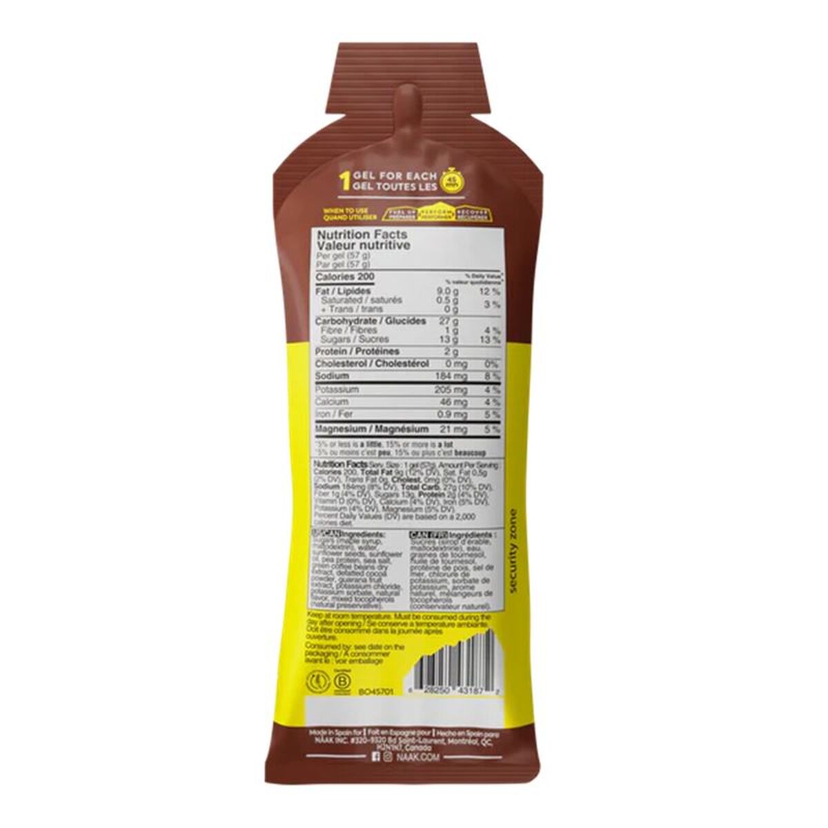 Ενεργητικό Τζέλ naak EGCH-1B-EU Σοκολατί 57 g