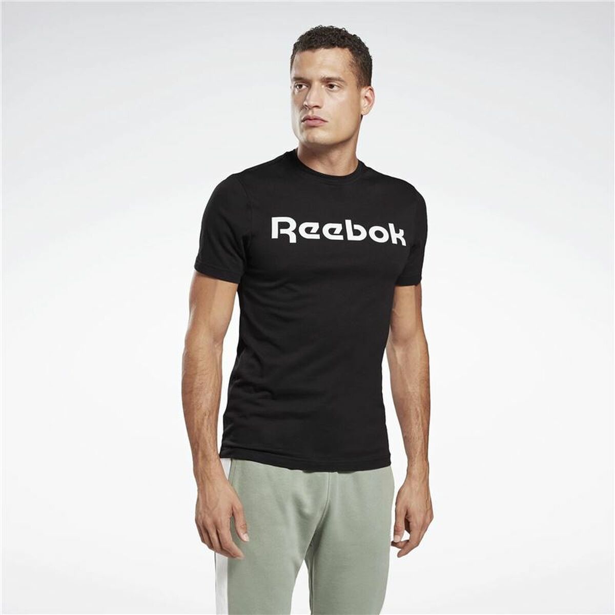 Ανδρική Μπλούζα με Κοντό Μανίκι Reebok Graphic Series Linear Logo Μαύρο