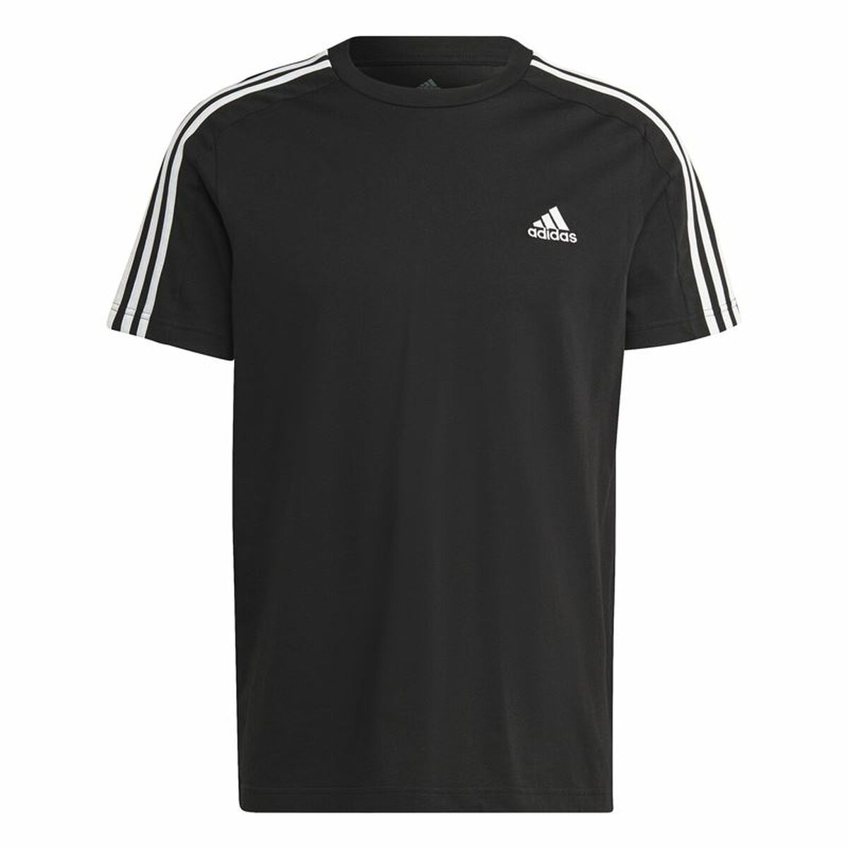 Ανδρική Μπλούζα με Κοντό Μανίκι Adidas Essentials Single 3 Bandas Μαύρο
