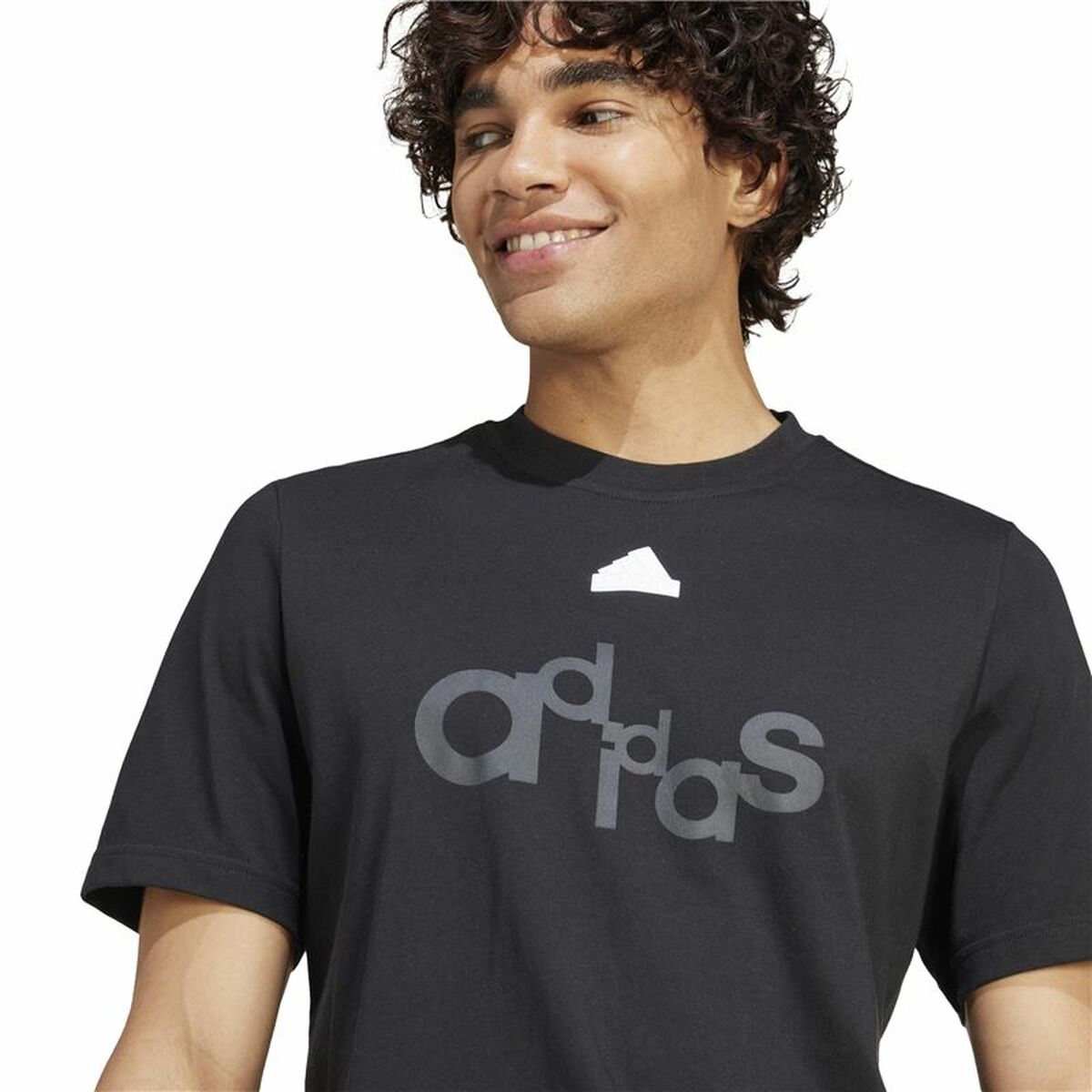 Ανδρική Μπλούζα με Κοντό Μανίκι Adidas Graphic Print Fleece Μαύρο