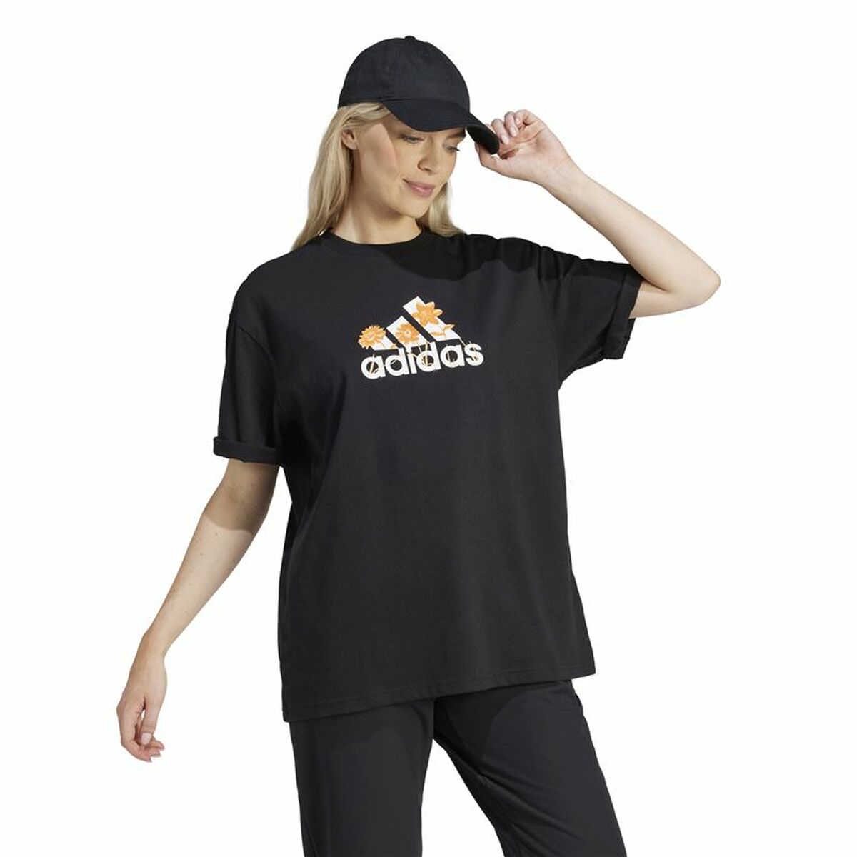 Γυναικεία Μπλούζα με Κοντό Μανίκι Adidas Flower Pack Bos Μαύρο