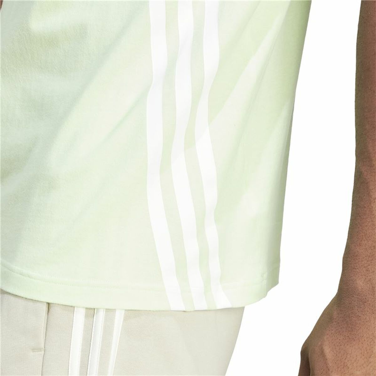 Ανδρική Μπλούζα με Κοντό Μανίκι Adidas Fi 3Bandas Regular Ανοιχτό Πράσινο