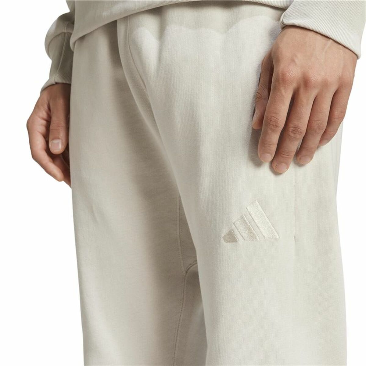 Μακρύ Αθλητικό Παντελόνι Adidas All Szn French Terry Regular Tapered Λευκό Μπεζ Άντρες