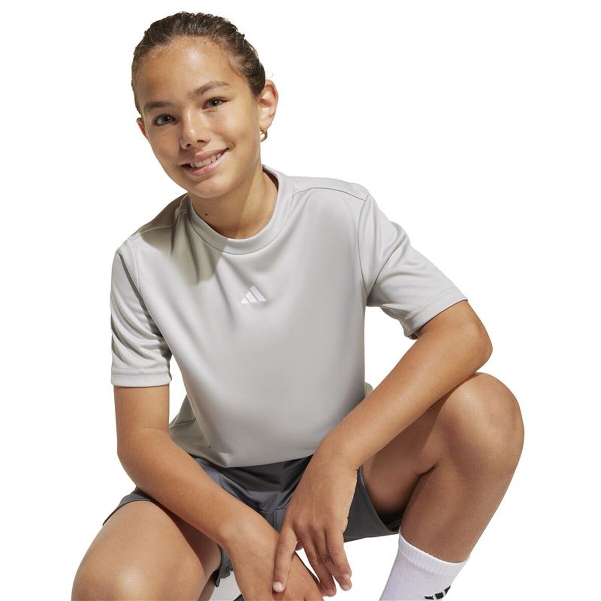 Παιδικό Μπλούζα με Κοντό Μανίκι Adidas Tr-Essentials Ανοιχτό Γκρι