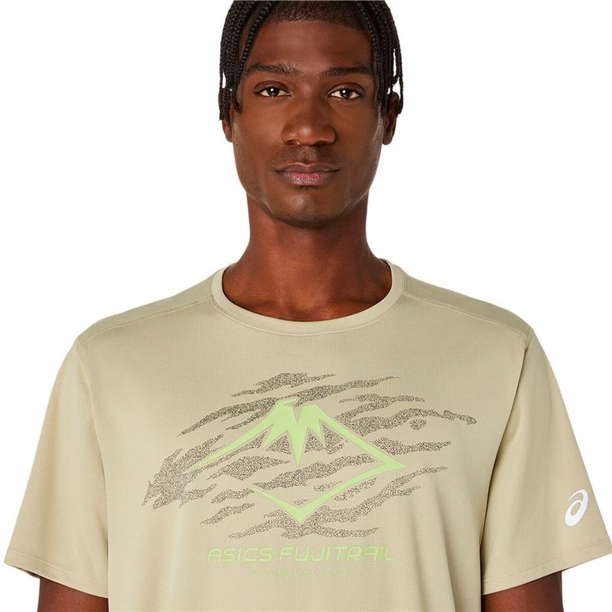 Ανδρική Μπλούζα με Κοντό Μανίκι Asics Fujitrail Logo Μπεζ