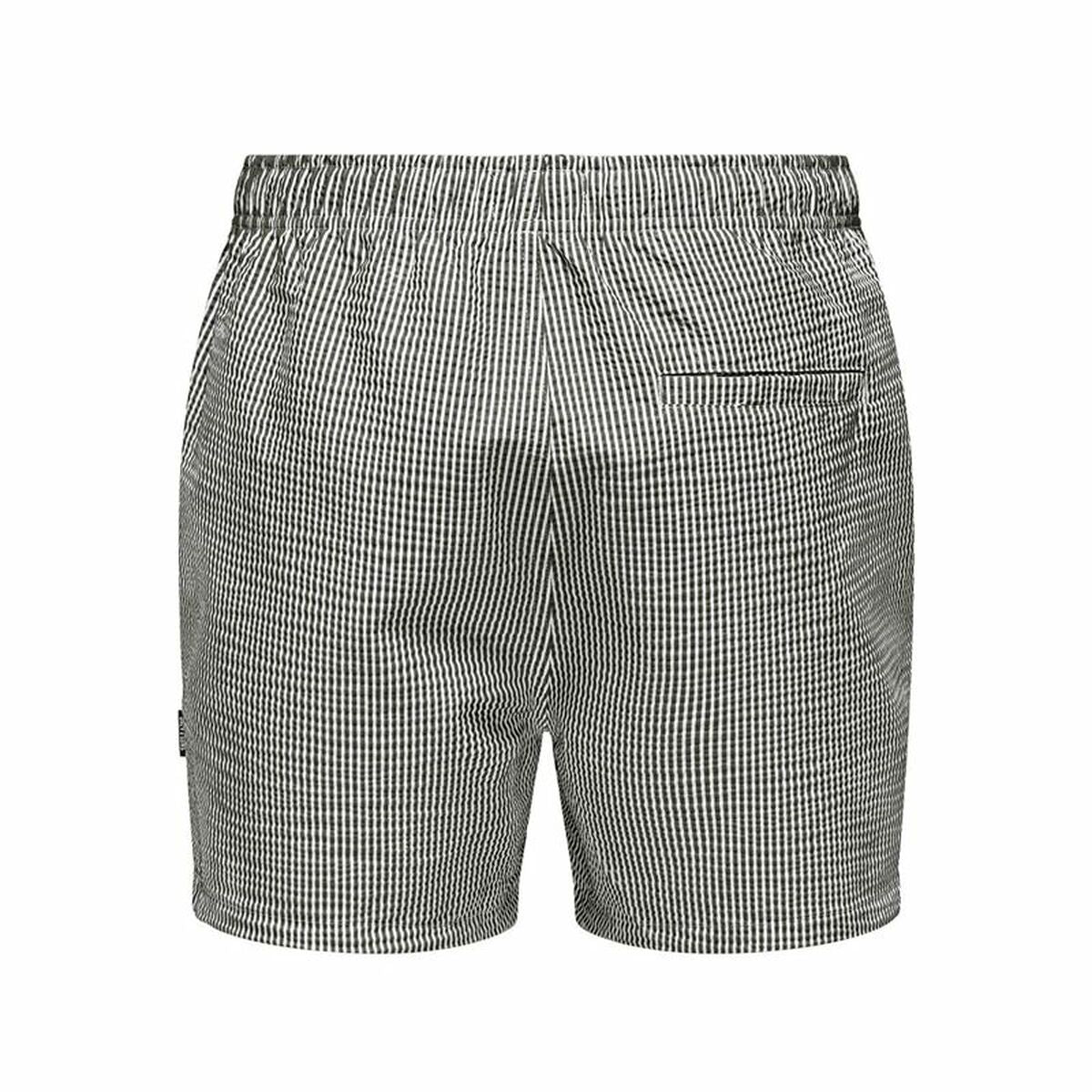 Ανδρικά Μαγιό Only & Sons Onsted Stripe Seersucker Λευκό Μαύρο