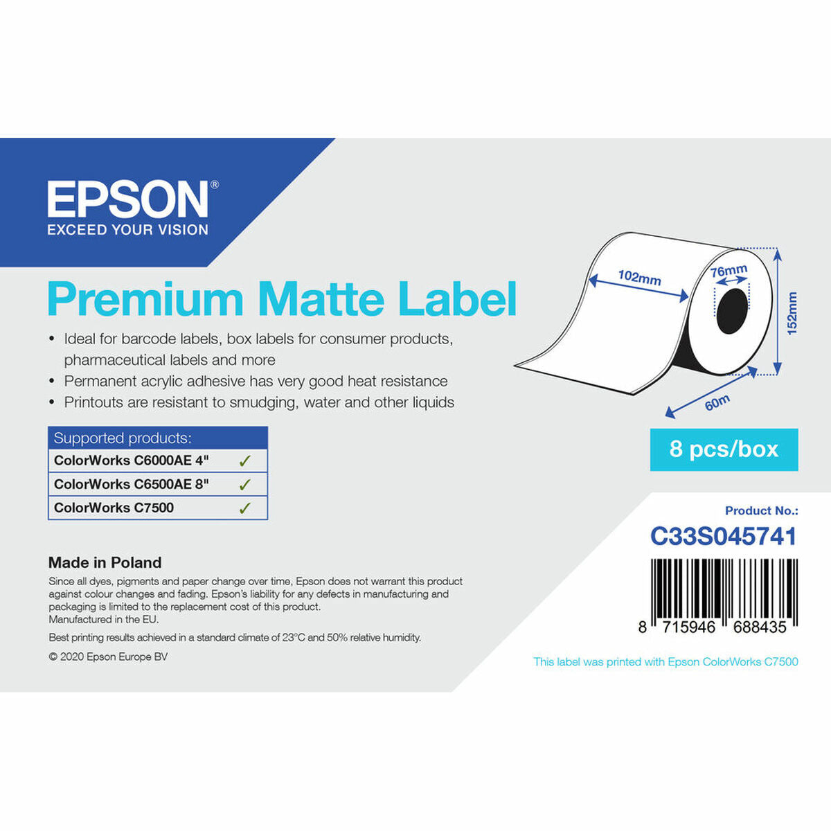 Ετικέτες για Εκτυπωτή Epson C33S045741 Ø 76,2 mm (1 μονάδα) (x18)