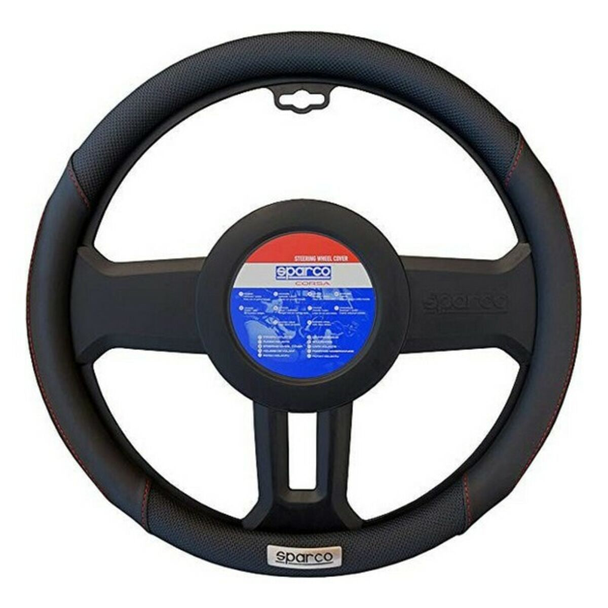 Καλύμμα Τιμονιού Sparco SPC1113BK Μαύρο Κόκκινο (Ø 36 - 38 cm)