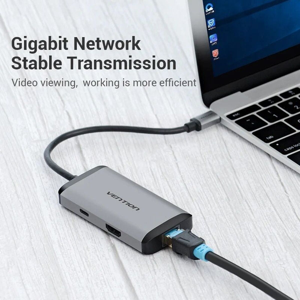 USB Hub Vention CNCHB Μαύρο Γκρι