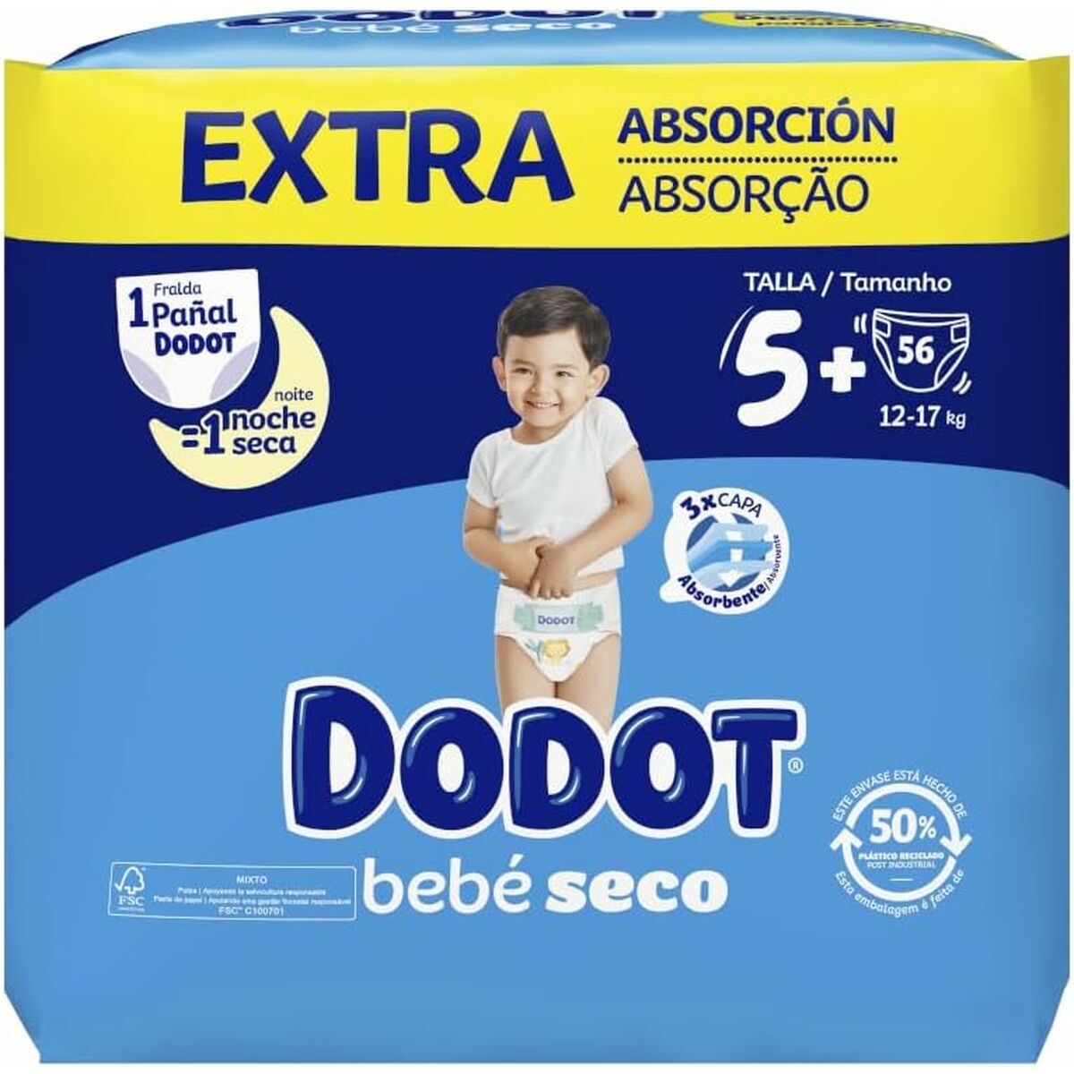 Πανάκια μιας χρήσης Dodot Etapas Extra 5 12-17 kg (x 56)
