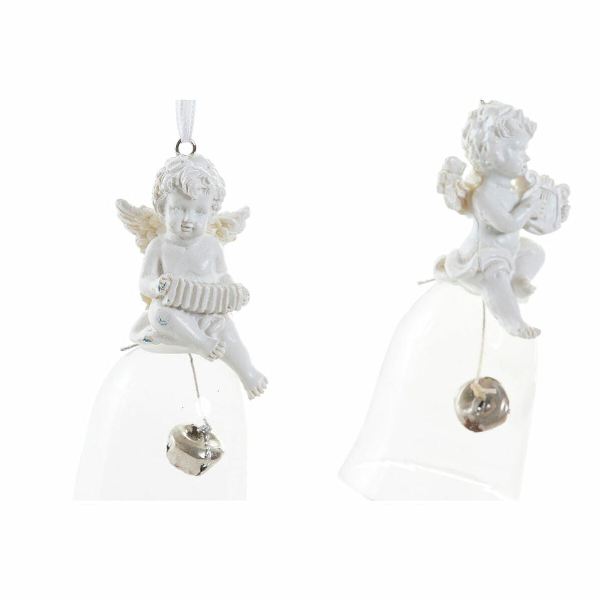 Χριστουγεννιάτικο Στολίδι DKD Home Decor Ρητίνη Κρυστάλλινο Άγγελος (4 pcs) (5 x 5 x 10.5 cm)