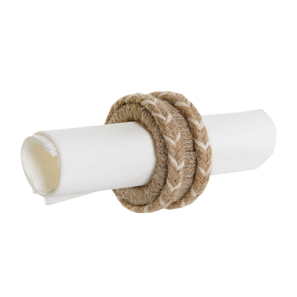 Ροδέλα σερβιέτας DKD Home Decor Φυσικό Γιούτα Ξύλο από Μάνγκο 6 x 3 x 6 cm 4 Τεμάχια
