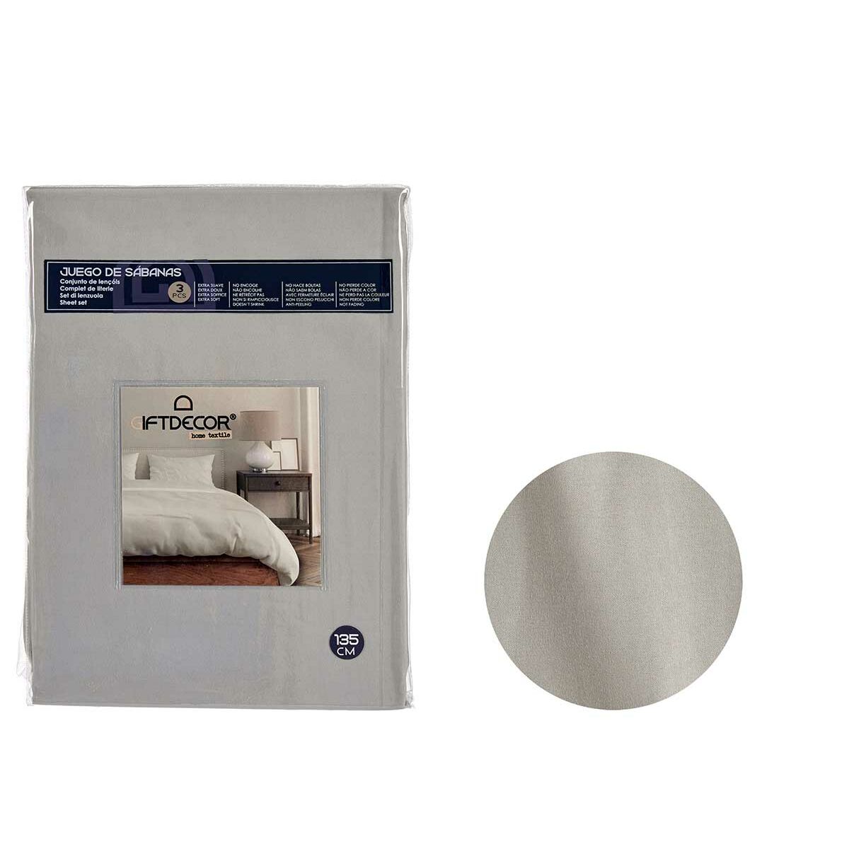 Σετ σεντονια Gift Decor Γκρι Kρεβάτι 135 3 Τεμάχια