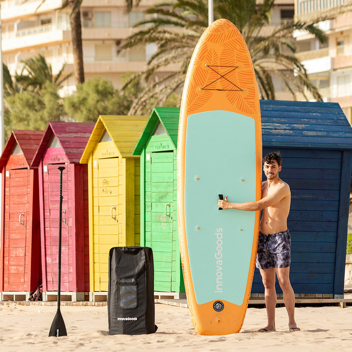 Φουσκωτή Κυματοσανίδα Paddle Surf 2 σε 1 με Κάθισμα και Αξεσουάρ Siros InnovaGoods Πορτοκαλί 10'5" 320 cm (Ανακαινισmenα A)