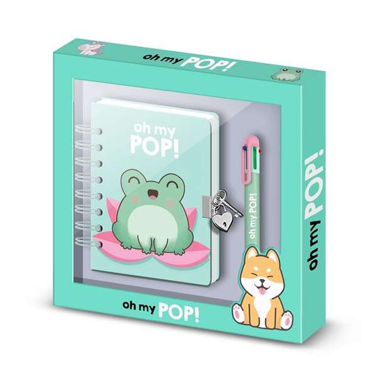 Τετράδιο Σπιράλ με Στυλό Oh My Pop! Τυρκουάζ 24 x 23 x 2,5 cm A5