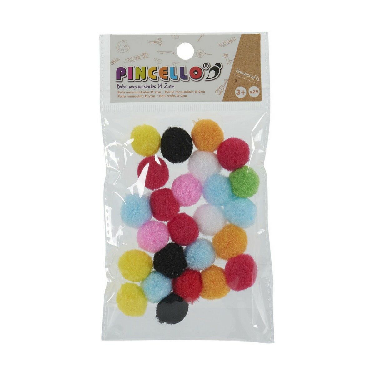 Υλικό Xειροτεχνίας Pincello Μπάλες Πολύχρωμο Ø 2 cm 12 Μονάδες