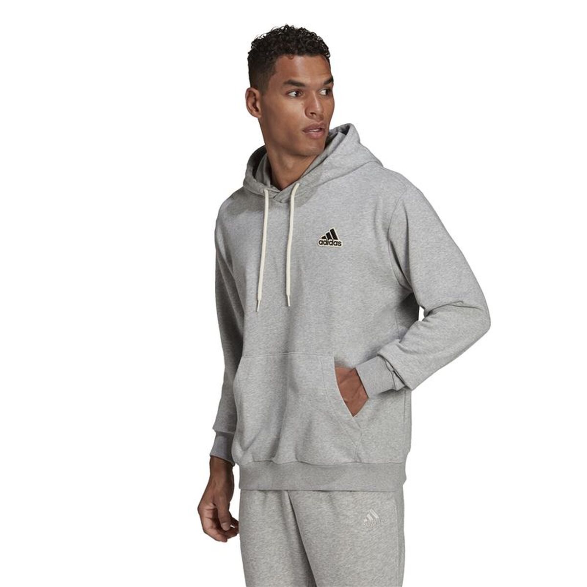 Ανδρικό Φούτερ με Κουκούλα Adidas Essentials Feelcomfy M Ανοιχτό Γκρι