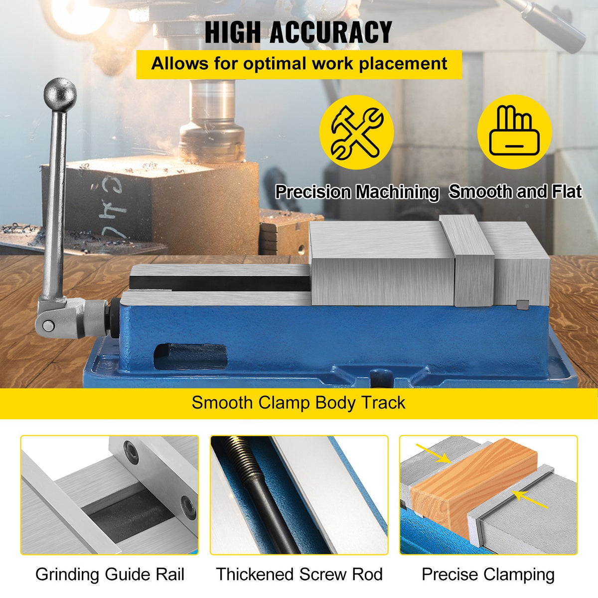 VEVOR 15.2 cm Powerful Precise Clamping Vice, 26.9 kg Vice Machine Vice Precision Vice Accessory Set, 4.4 cm Jaw Precise Clamping Lock Table Vice