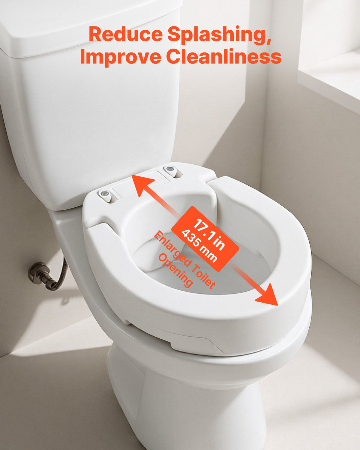 VEVOR Raised Toilet Seat, 136.1 kg Load Capacity, 88.9 mm Lift Height, Commode Elevated Toilet Seat Riser with Enlarged Opening for Seniors, Elderly, Handicap, Disabled, and Adults, Fits Round Bowl