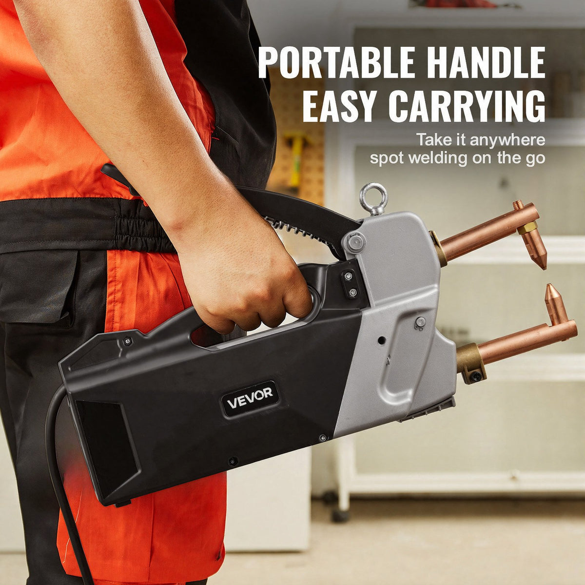 VEVOR Portable Spot Welder, 4mm Thick Spot Welder Machine with 8.1KVA Input Capacity, 4200A Electric Metal Sheet Welding Machine Handheld Welding Tip Gun