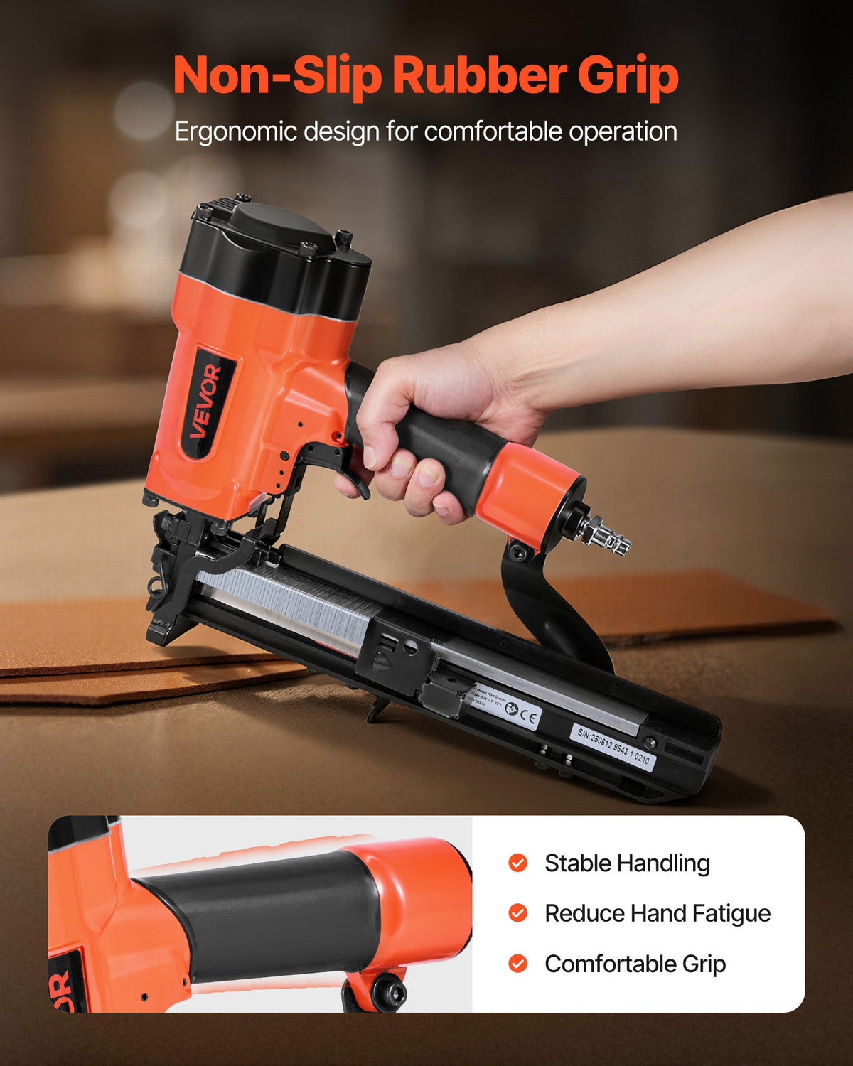 VEVOR Pneumatic Staple Gun, 16 Gauge 26.4mm Wide Crown Pneumatic Stapler 16mm to 38mm Length, 70-120PSI Air Staple Gun with Two Firing Modes for Roof Decking, Wall Sheathing, Fencing, Subflooring