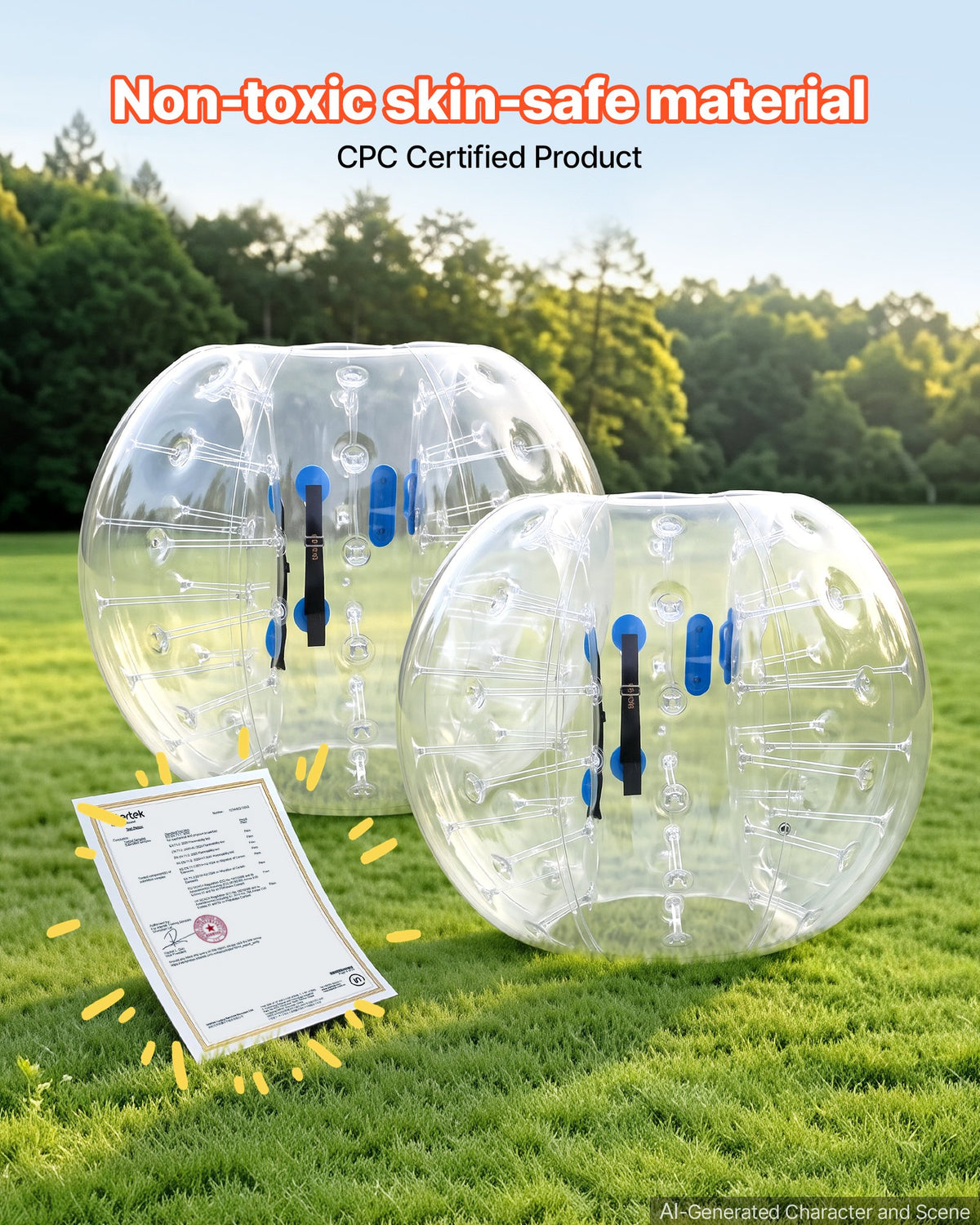 VEVOR 2-Pack Inflatable Bumper Balls 1.5m Human Bubble Adult Transparent, for Backyard, Camping, Picnic, Park, Lawn, and Outdoor Team Gameplay, Thickened PVC Material, Sumo Hamster Ball with Handle