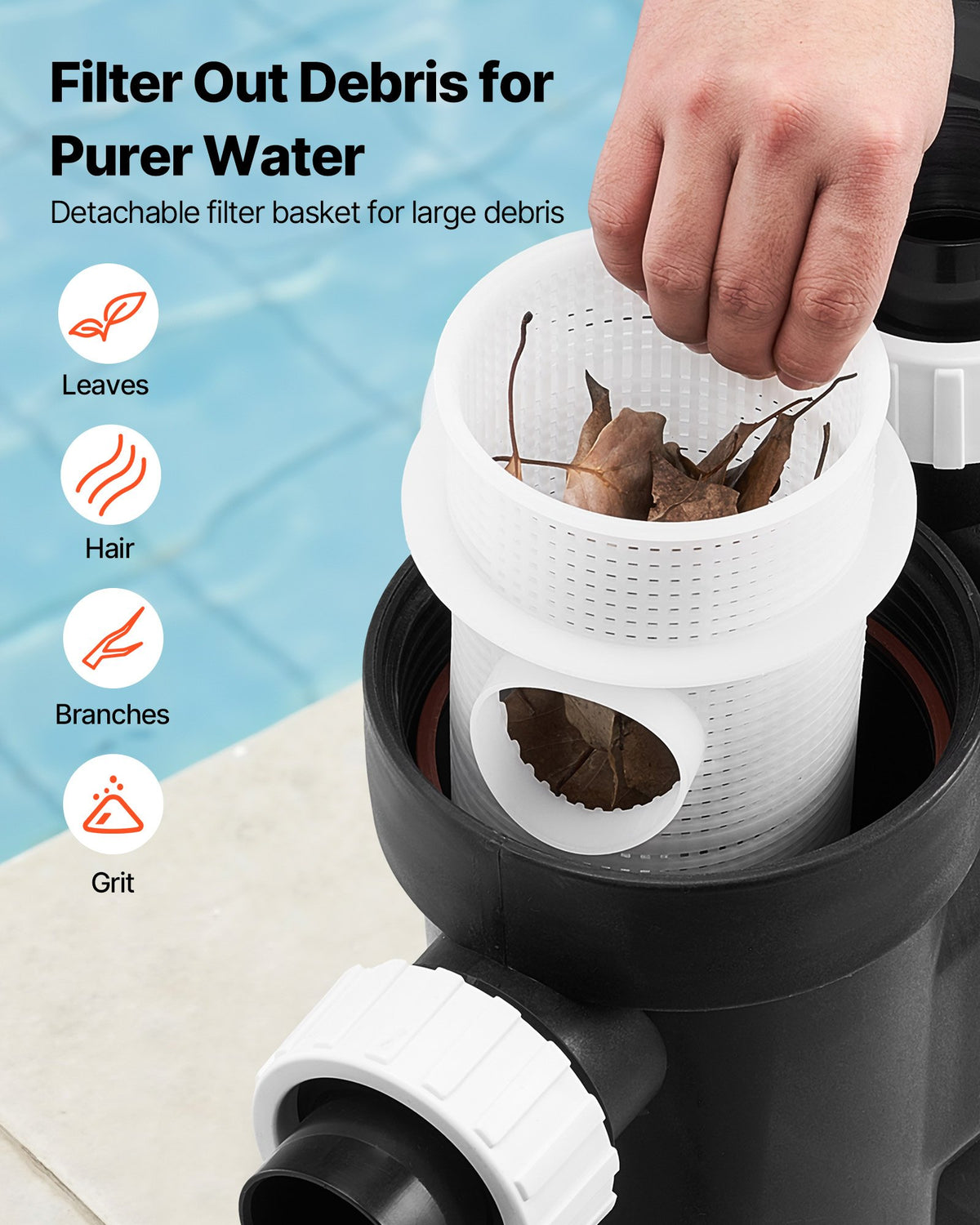 VEVOR Variable Speed Pool Pump, 2200W, AC 220-240V, 43,000 L/H, In/Above Swimming Pool Pump with Filter Basket, Powerful Self Priming, Programmable Timer, for Inground and Above Ground Swimming Pool