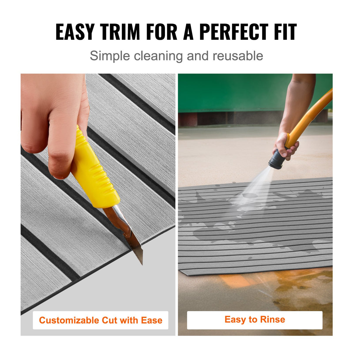 VEVOR Boat Flooring, EVA Foam Boat Decking 240 x 89.9 cm, Non-Slip Self-Adhesive Flooring, 2.2 m² Marine Carpet for Boats, Yacht, Pontoon, Kayak Decking