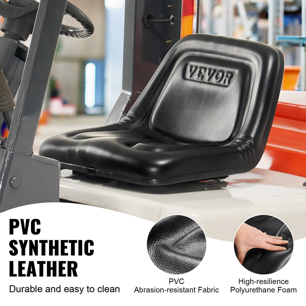 VEVOR Universal Tracor Seat, Lawn Mower Seat with Micro Switch and Drainage Holes, 6.3-13.4 inch Extended Slot Tractor Seat for Tractor Loader Excavator