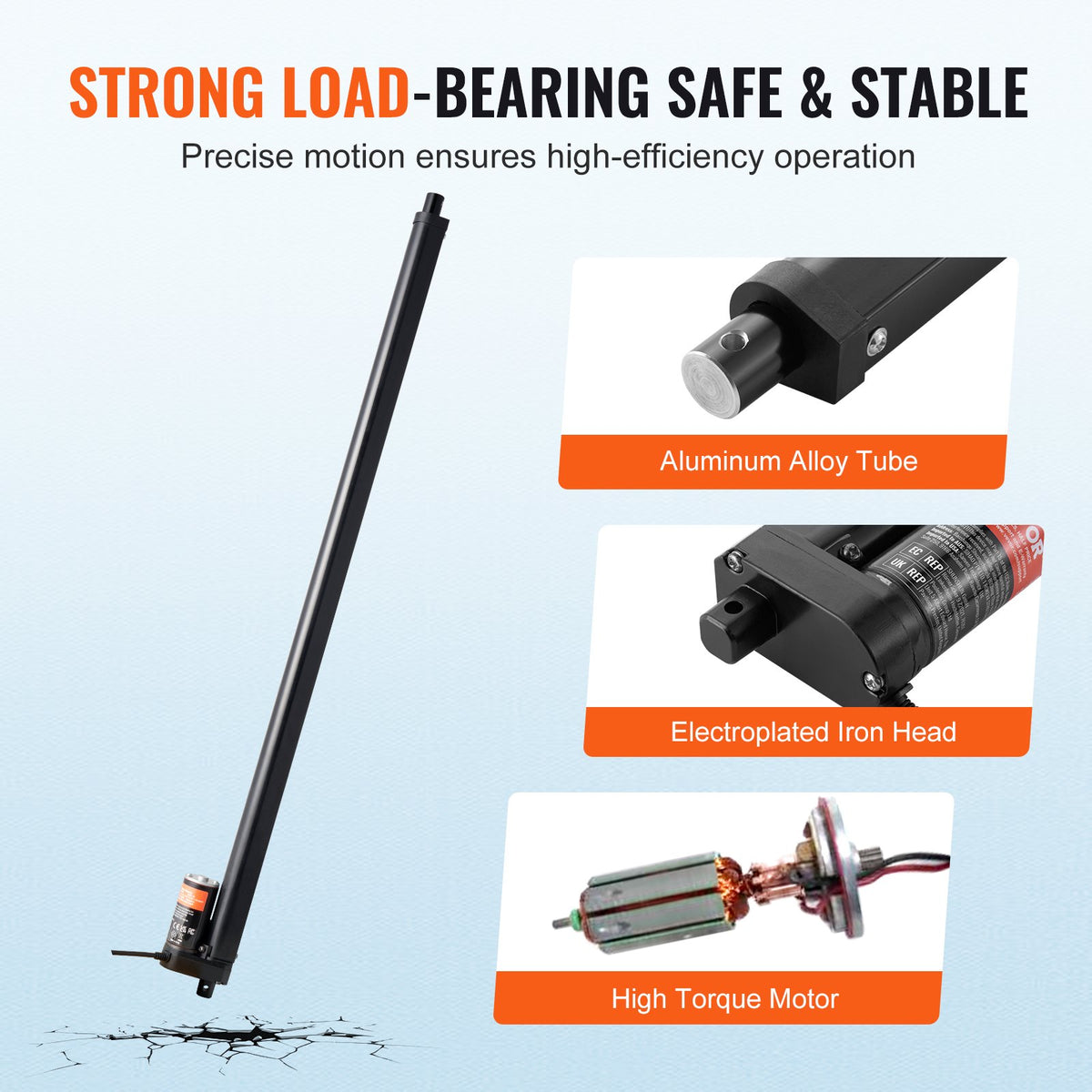 VEVOR Linear Actuator 12V 50.8 cm 1.4 cm/s High Speed 99.8 kg/1000N IP54 Protection