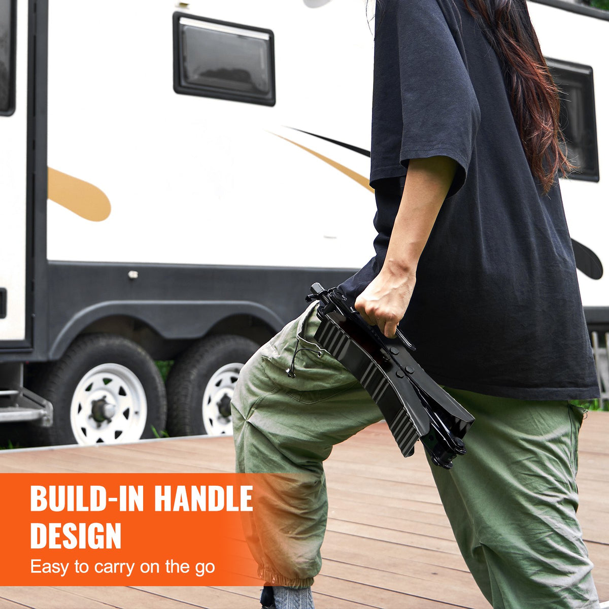 VEVOR Camper Wheel Chock Stabilizer, Heavy Duty H-shaped RV Tire Locking Chock, Built-in Wrench Fit for 3.5" to 12" Tire Space, 2 Sets of Camper Wheel Chocks with Ratchet Wrench for RV Travel Trailer