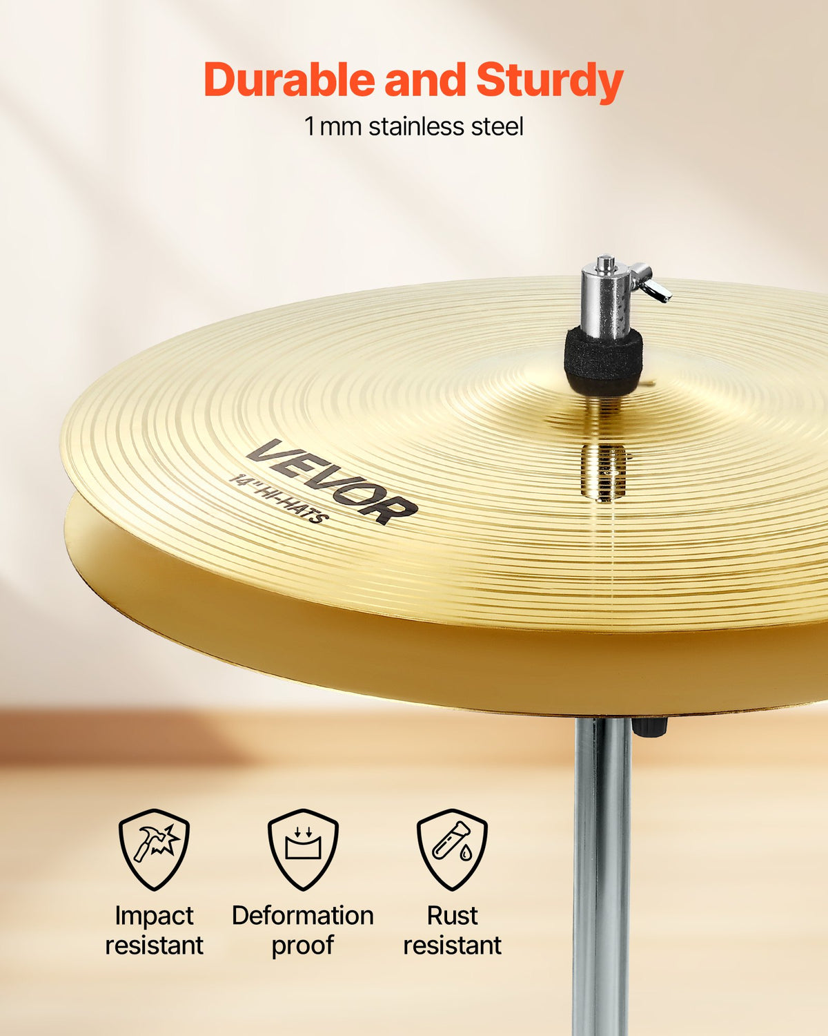 VEVOR Cymbal Pack 4 Pieces Cymbals Drum Set 14 16 18 20 Inches (355/400/455/505 mm) Cymbals for Drum