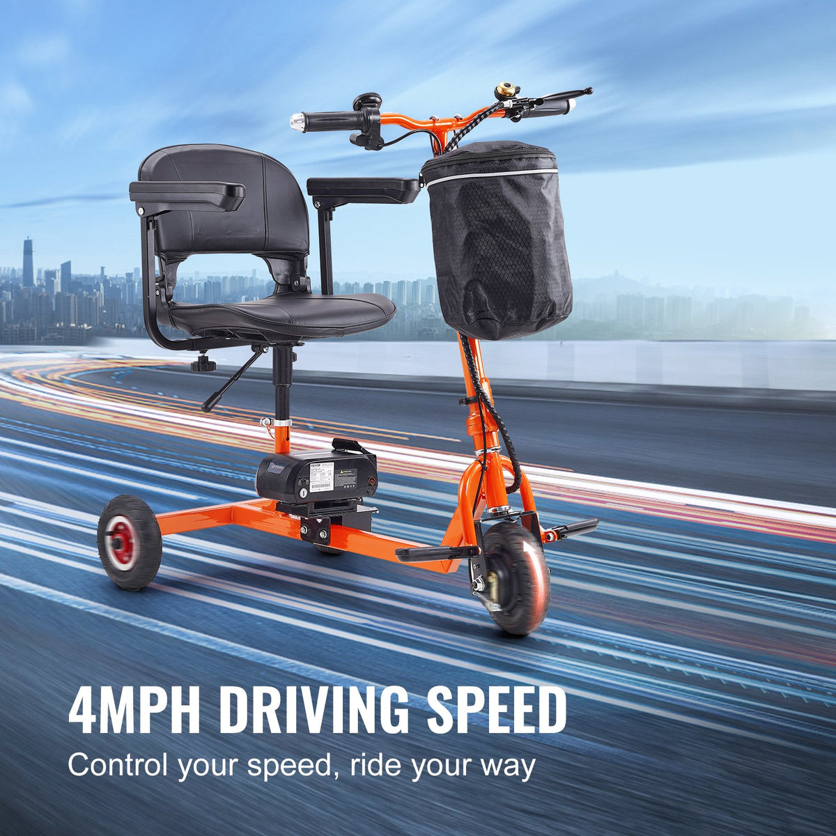 VEVOR Foldable 3 Wheel Mobility Scooter for Seniors