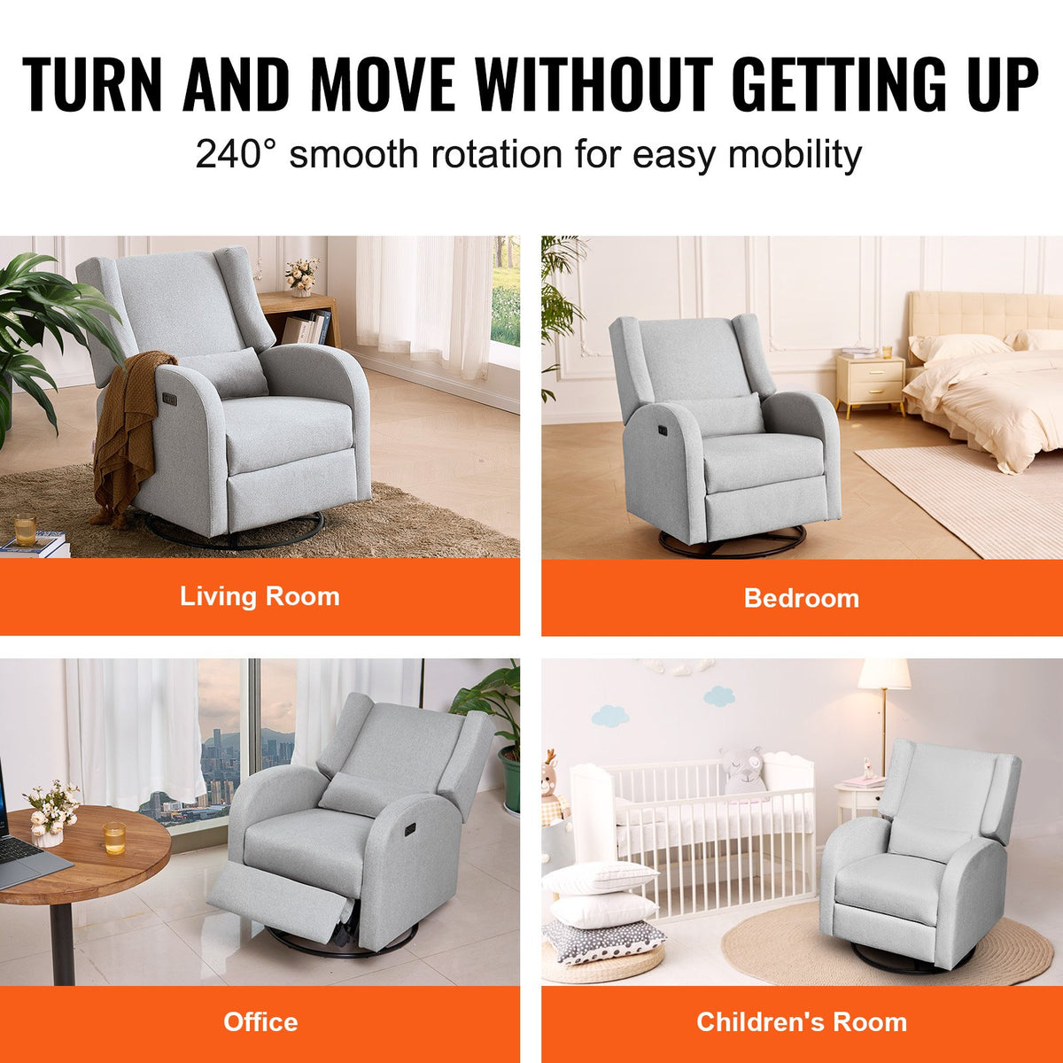 VEVOR Electronic Power Recliner and Swivel Glider