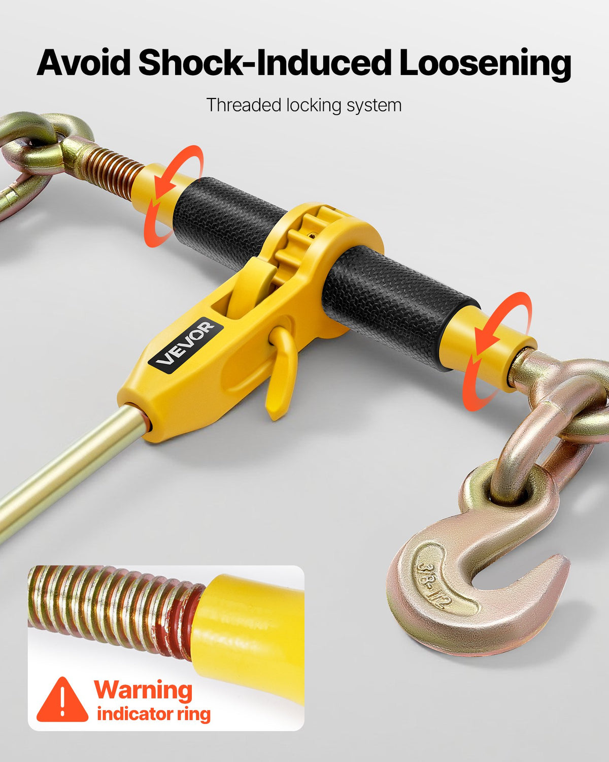 VEVOR Ratchet Chain Binder, 10 mm x 6.1 m G80 Chains, 4173 kg Working Load of Ratchet Load Binder, Chains and Binders Set, Tie Down Hauling Chain Binders for Hauling, Towing, Logging, Lifting