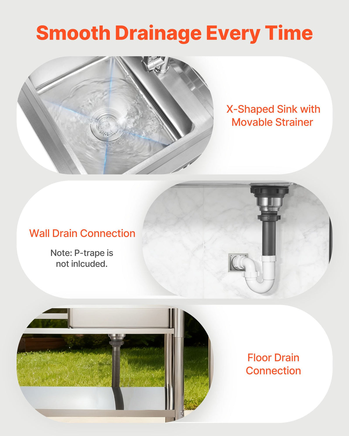 VEVOR Stainless Steel Utility Sink, Rolling Single Bowl Commercial Kitchen Sink with Wheels, Faucet and Hot & Cold Water Pipe, Utility Basin Workbench for Garage Restaurant Laundry 1200 x 500 x 1055mm