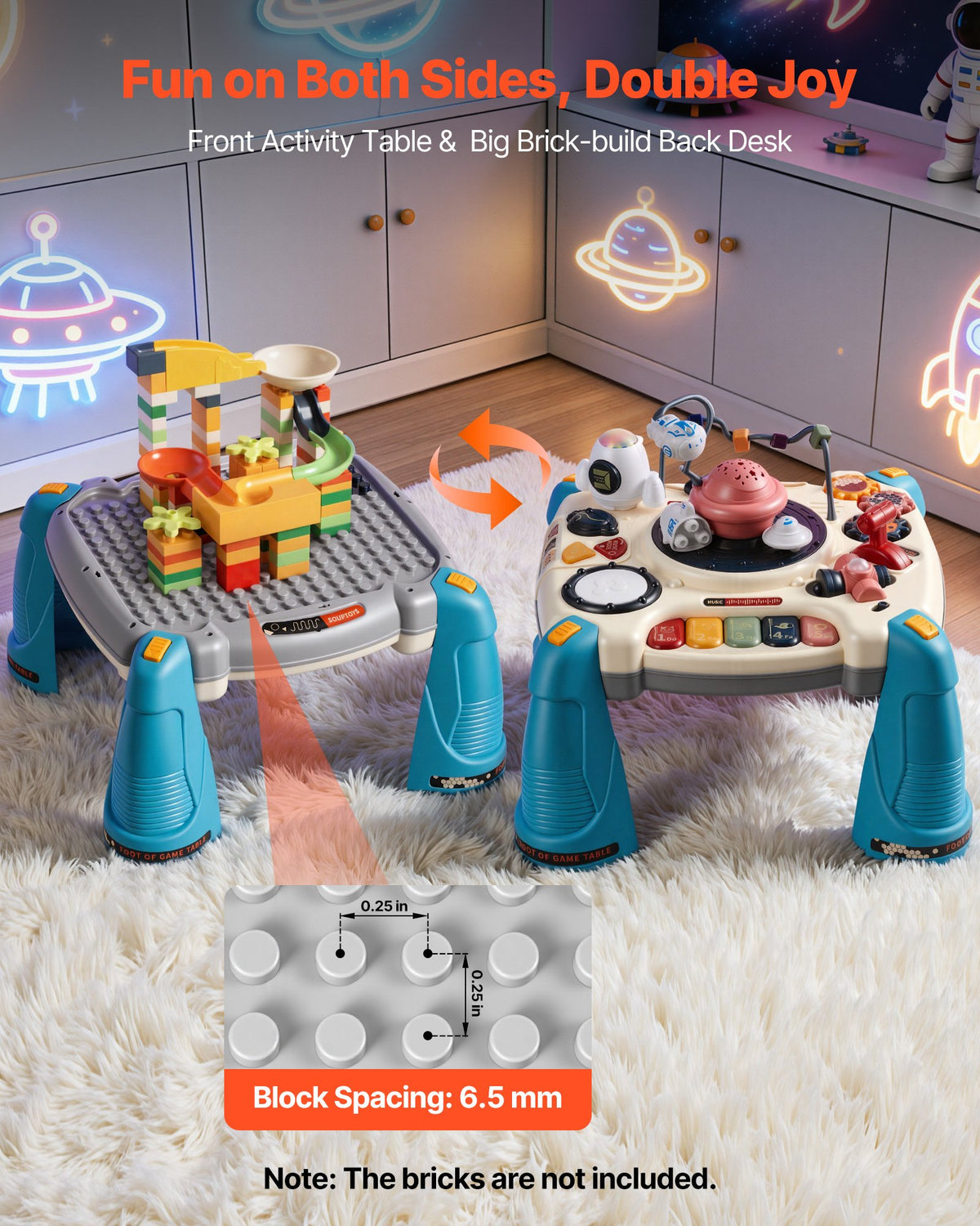 VEVOR Baby Spacecraft Musical Table Toys for 1-3 Years Old
