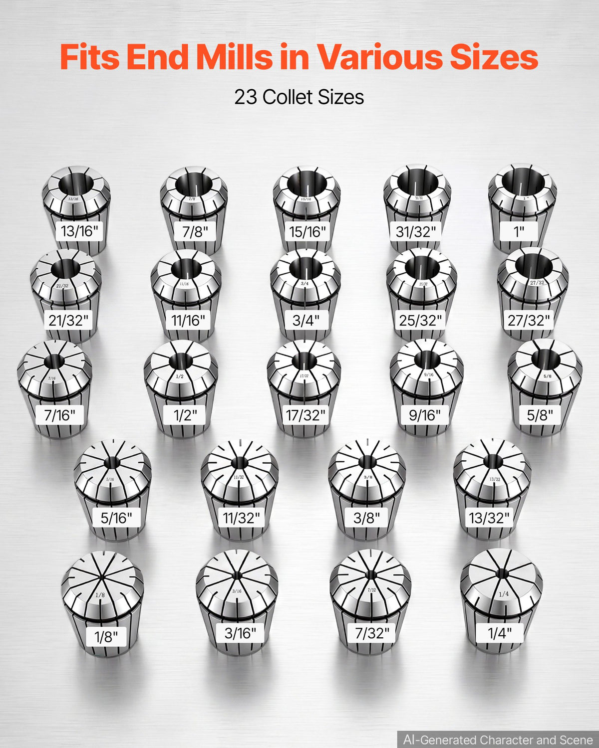 VEVOR ER40 Collet Set 1/8"-1" 23 Piece ER40 Spring Collet Chuck Set, for CNC Milling Machines & Drill Presses, 0.0006" TIR High Concentricity, Precision Lathe Chuck Tool with Storage Case, Alloy Steel