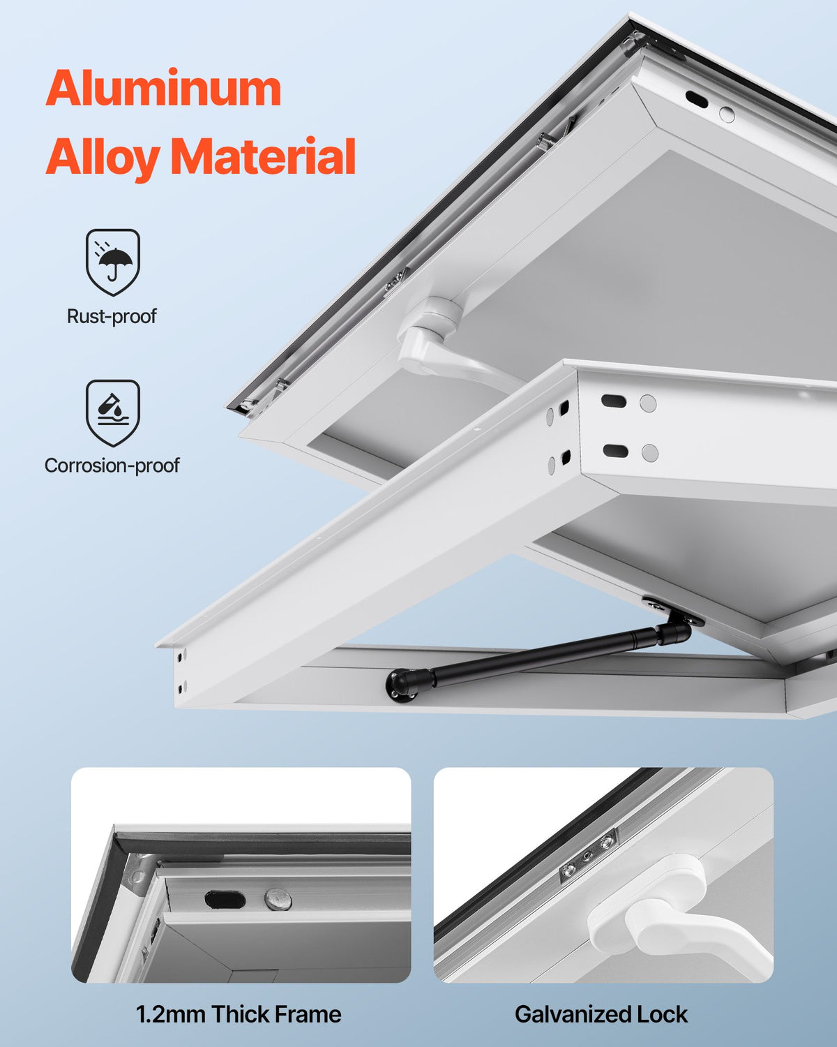 VEVOR Concession Window 152x92 cm, Aluminum Alloy Frame Service Window for Food Truck, Up to 85 Degrees Stand Serving Window with Awning Door and Drag Hook, Rainwater Resistant for Concession Trailer