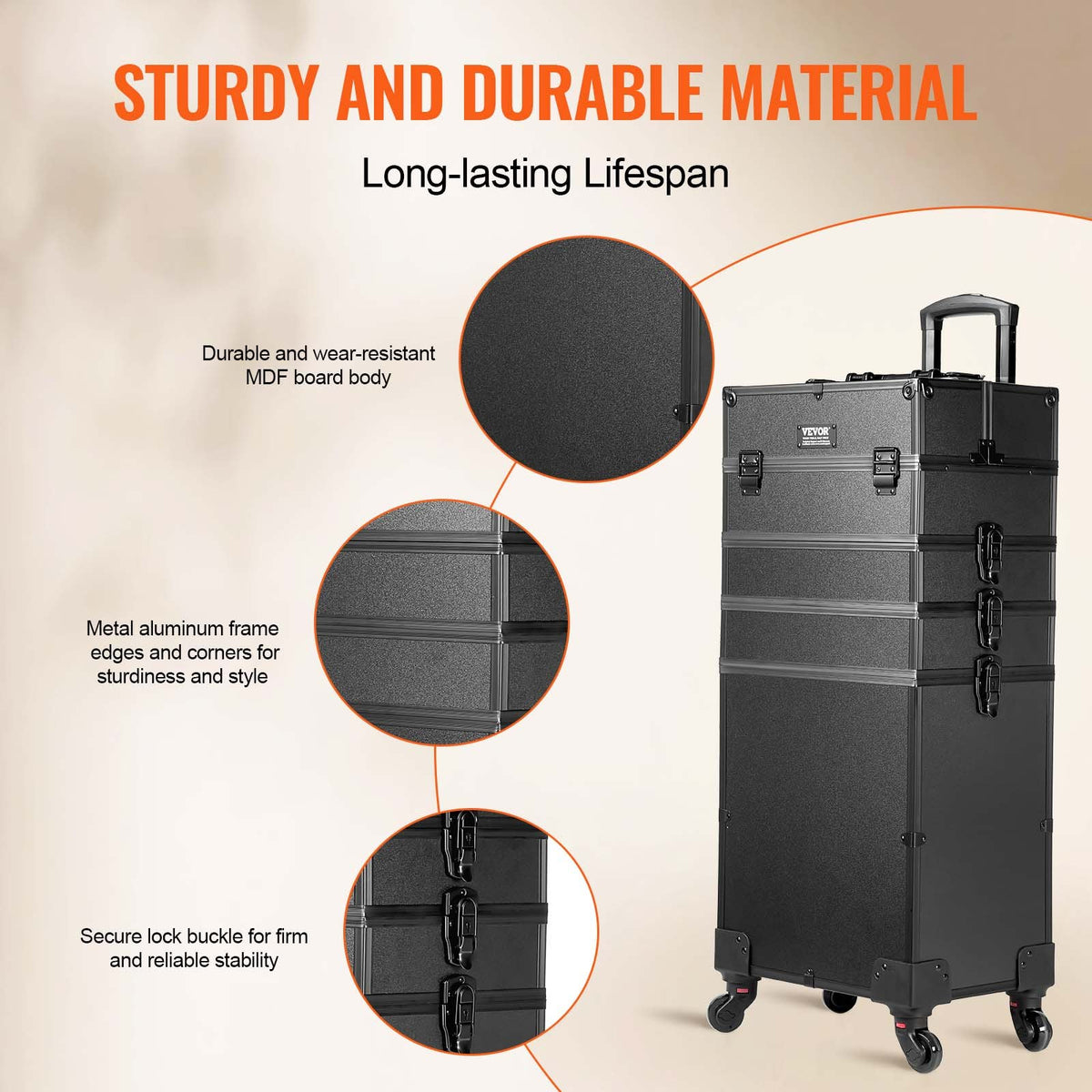 VEVOR 5 in 1 Professional Makeup Train Case Aluminum Cosmetic Case