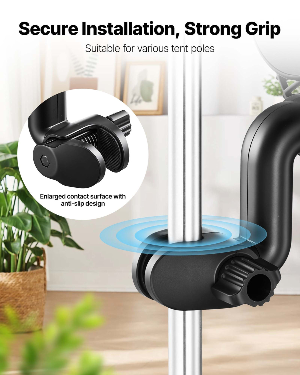 VEVOR Plant Fan, Grow Tent Clip On Fan Rechargeable, Type-C Port with 9 Speeds & Circulation Mode, Smart Control, Powerful Oscillating, Long Runtime for Hydroponics Circulation Cooling, Black, 2 Pack