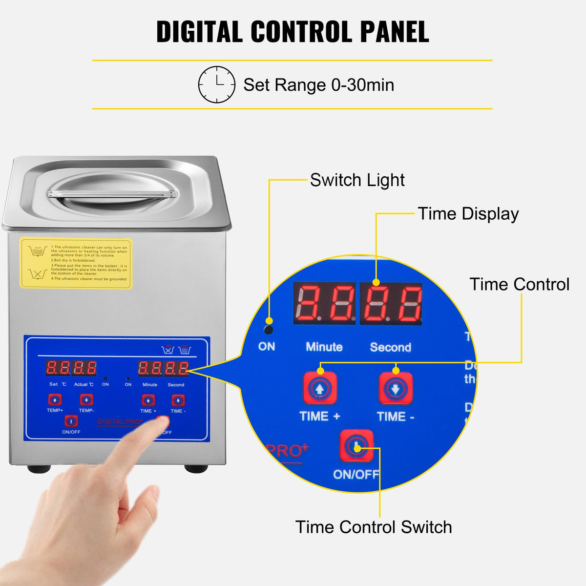 VEVOR 2L Ultrasonic Cleaner Machine Stainless Steel Ultrasonic Cleaning Machine Digital Heater Timer Jewelry Cleaning for Commercial Personal Home Use(2L)