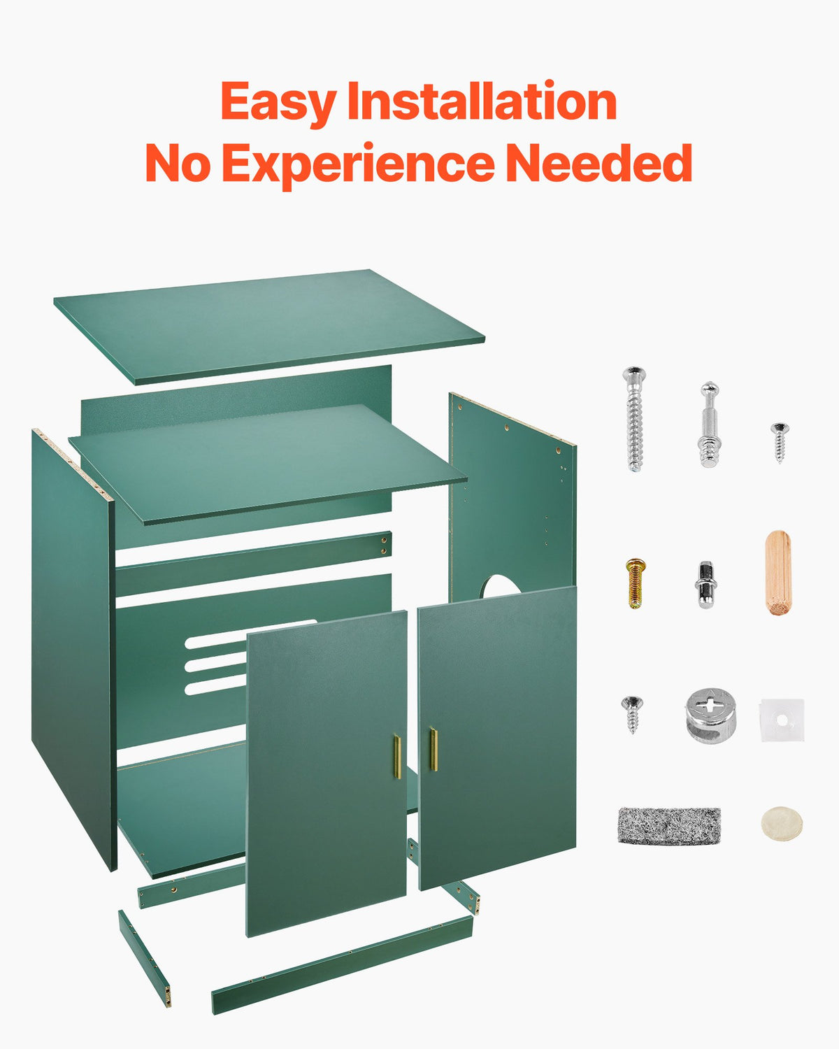 VEVOR Cat Litter Box Enclosure, 80 cm Hidden Litter Box Cabinet, Wooden Indoor Cat Washroom with Ventilated Holes, Double-Door Kitty Pet House Furniture, End Side Table Fit Most Litterboxes