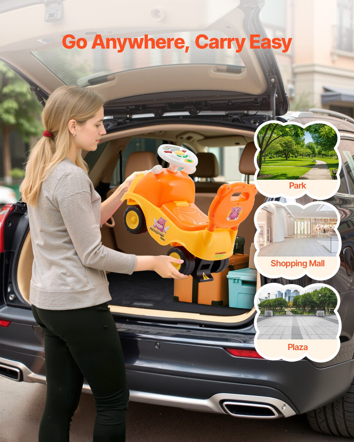 VEVOR Ride On Toddler Push Car, Push Car for Toddler 19 to 36 Months, Kids Ride On Toy with Horn & Music, 22 kg Load Capacity, Under-seat Storage, Foot-to-Floor Walker for Toddlers Boys Girls