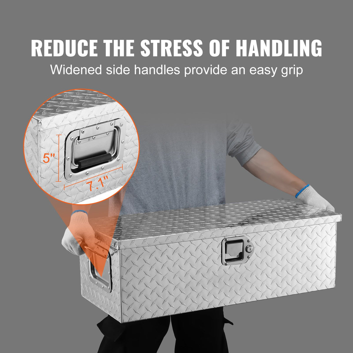 VEVOR Heavy Duty Aluminum Truck Bed Tool Box, Diamond Plate Tool Box with Side Handle and Lock Keys, Storage Tool Box Chest Box Organizer for Pickup, Truck Bed, RV, Trailer, 76.2x33x24.4 cm, Silver
