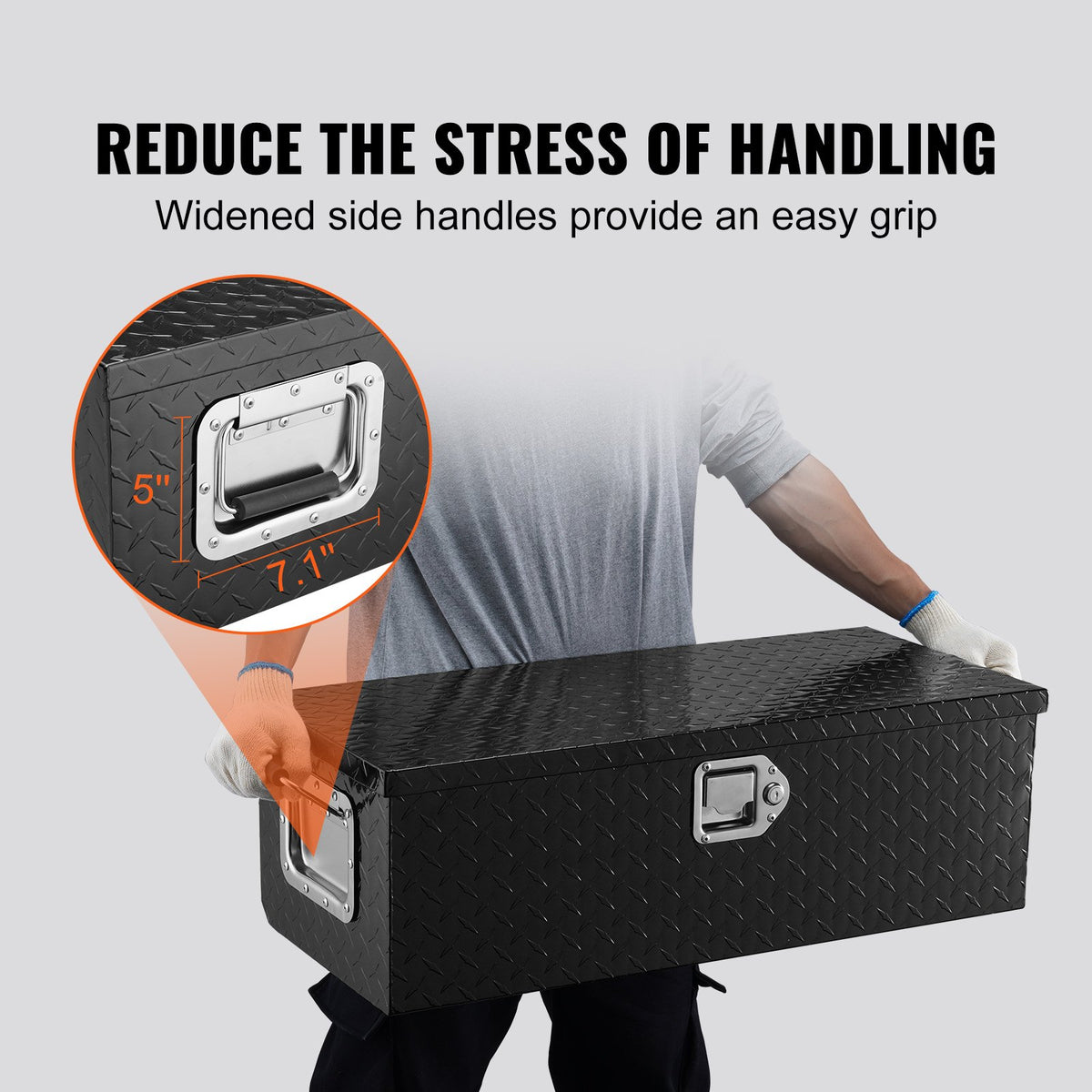 VEVOR Heavy Duty Aluminum Truck Bed Tool Box, Diamond Plate Tool Box with Side Handle and Lock Keys, Storage Tool Box Chest Box Organizer for Pickup, Truck Bed, RV, Trailer, 762 x 330 x 244 mm, Black