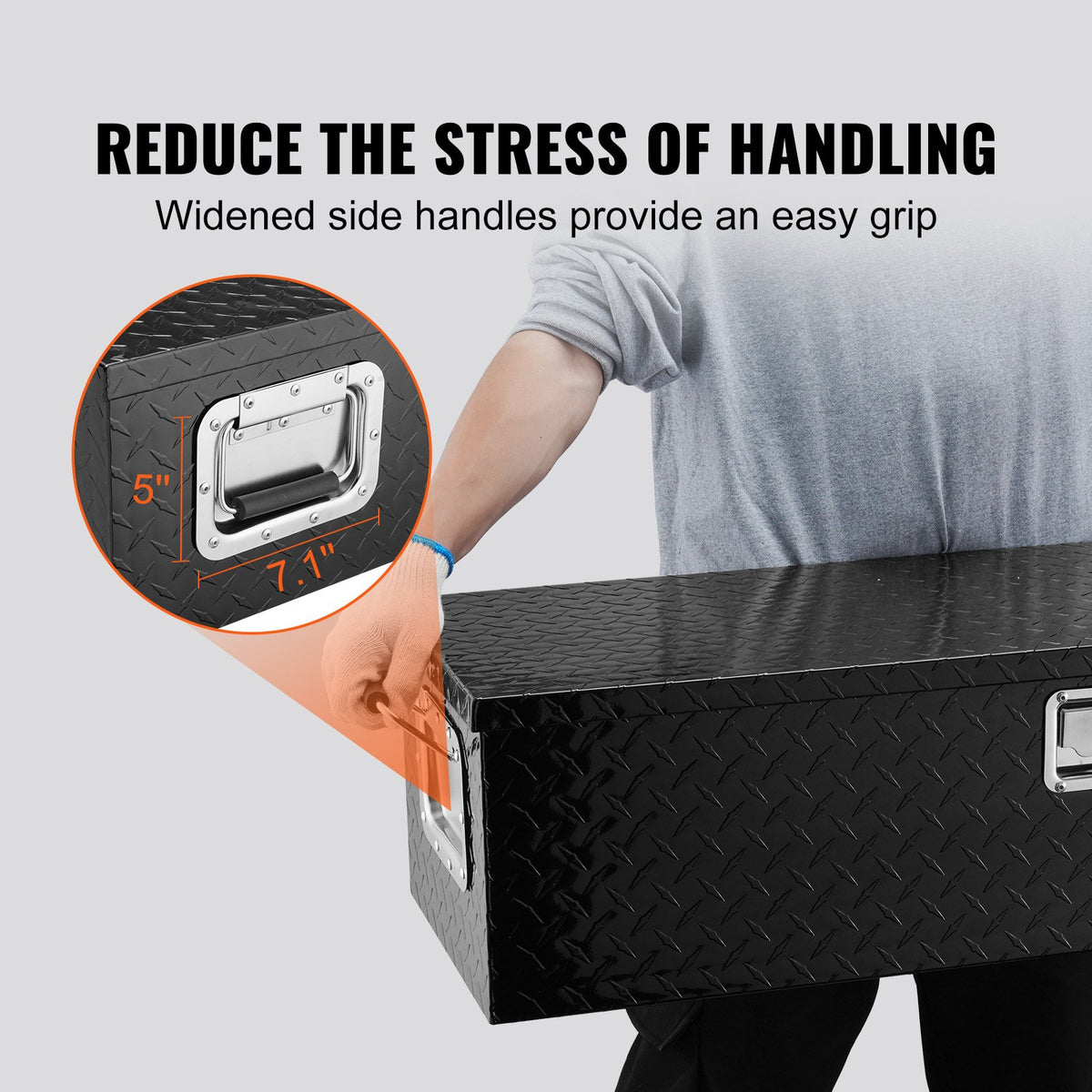 VEVOR 121.9x38.1x38.1 cm Heavy Duty Aluminum Bar Tread Tool Box for Pick Up Truck Bed