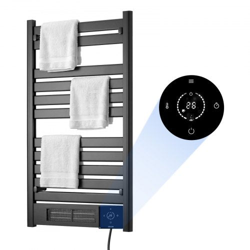 VEVOR Heated Towel Warmer Rack for Bathroom Electric Wall Mounted 11 Bars, Aluminum Alloy Towel Warmer, Remote Control & APP, with Touch Screen, 0-24 Hour Timer, 5 to 40°C Adjustable, IPX4 Waterproof